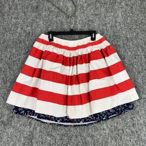The Measure Skirt Womens Medium‎ Red Short Mini Flare USA Flag Canvas Lined